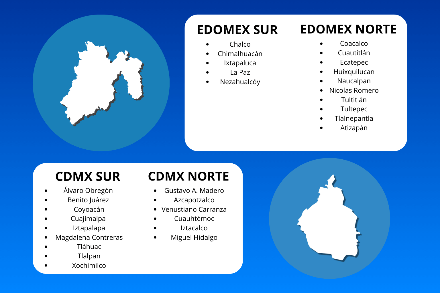 "Mapa de cobertura de mensajería y paquetería de TDTL Express en CDMX y Estado de México, incluyendo las principales alcaldías y municipios de la zona metropolitana.